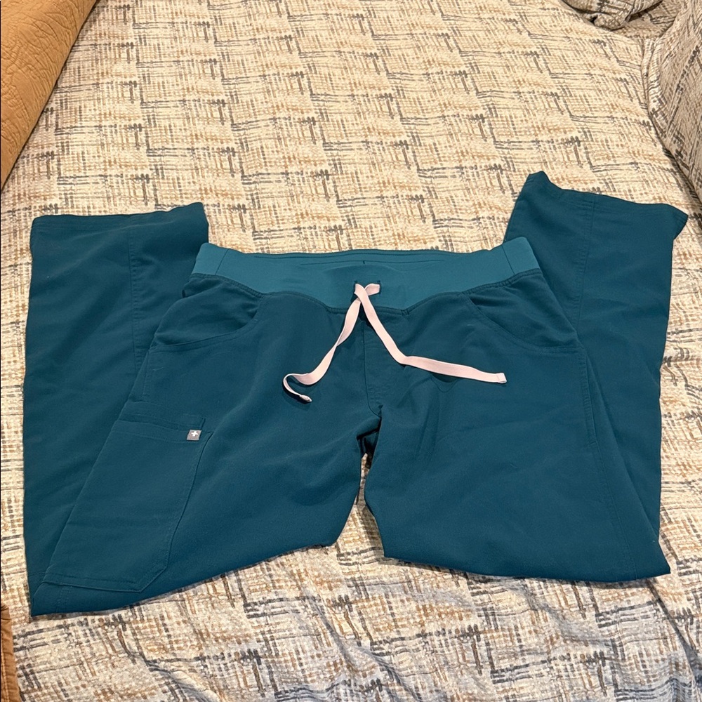 Figs Teal Kids Joggers with Pink Accent